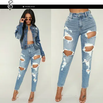 

Women Jeans Full Length High Waisted Jeans Pencil Pants Denim Pants Plus Size