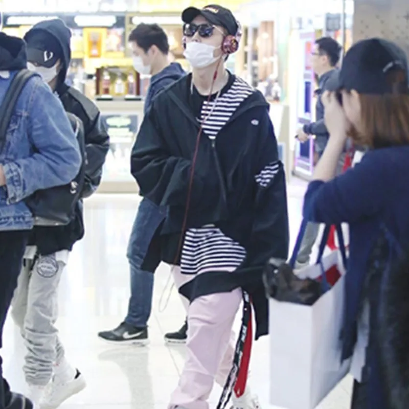 Mainlead Kpop Jackson Splice Strip толстовка с капюшоном хлопковый пуловер унисекс