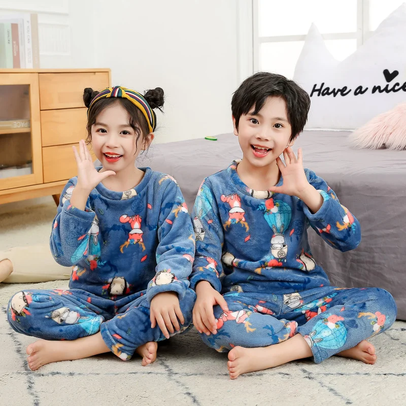 Pijamas de Inverno Conjunto de Roupas para Meninos Outono + Calças Pijamas dos Desenhos Crianças Meninas Curtas Animados Dinossauro Flanela Pijamas 19 Crianças pijamas de inverno conjunto de roupas