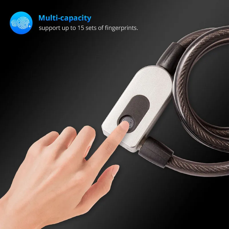 

Fingerprint Bike Lock 20Sets Fingerprint Unlock USB Rechargeable Smart Keyless Fingerprint Lock Waterproof Anti-Theft Lock