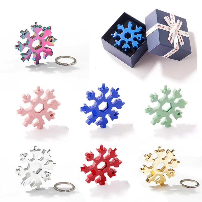 

18-in-1 with gift box Card Type Snowflake wrench tool combination Portable Snowflake Tool With key ring Allen wrench Home tool