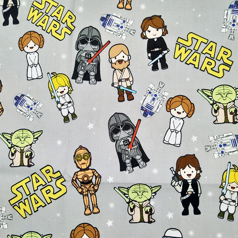

Good Grey Star War Fabric 100%Cotton Fabric Star Wars Hero Darth Vader/yoda Print Fabric Sewing Material For DIY Boy's Clothing
