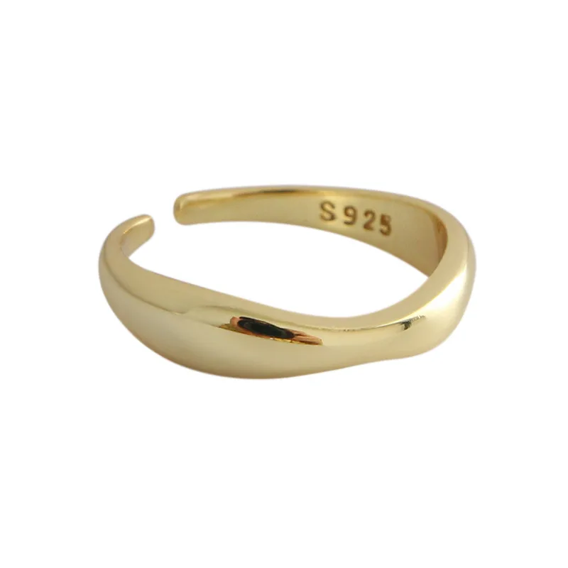 BALMORA 1 шт 925 серебро волна неправильное соединение укладки кольцо Открытые Кольца для женщин Девушка Простые Ювелирные изделия Anillos