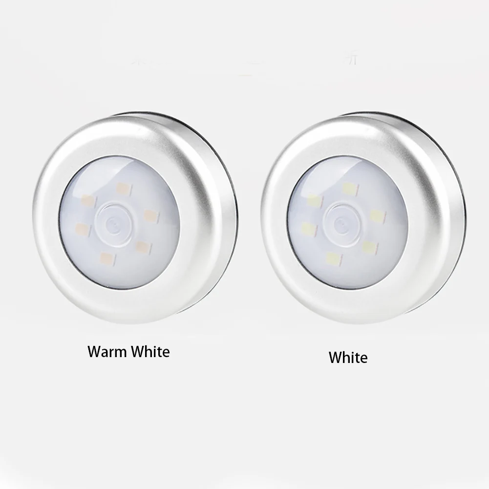 

6 Led Night Light Bedroom Stepless Dimming Closet Portable Touch Control Silver Security Battery Powered Pat Cabinet Lamp