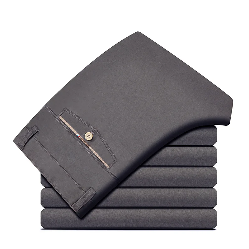 Dark gray Новые повседневные брюки мужские модные высококачественные хлопковые мужские брюки прямые мужские классические деловые повседневные брюки Полная длина 29-40 - Цвет: Dark gray