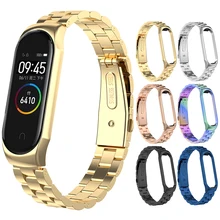 Роскошные Металлические ремешки, деловые стильные ремешки, браслет из нержавеющей стали, ремешок на запястье с рамкой для Xiaomi Mi, 4/3