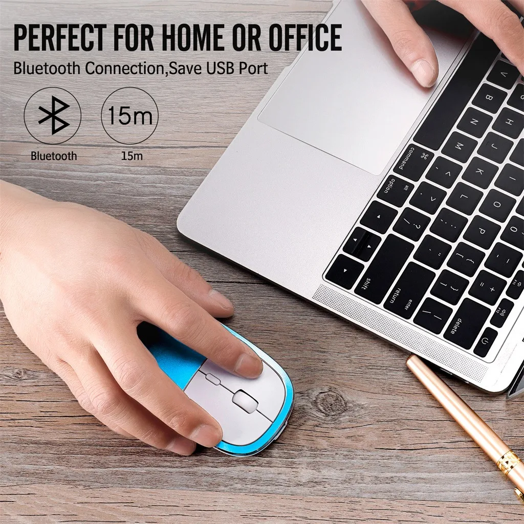Беспроводная мышь компьютерная Bluetooth мышь Бесшумная металлическая Mause перезаряжаемая эргономичная мышь щелчок оптическая мышь для ноутбука ПК# D1