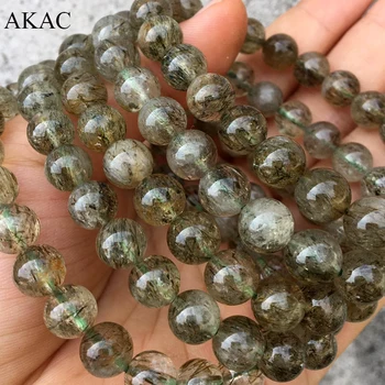 

AKAC 2bracelets 8-8.5mm natural rarely green rutile tourmaline bracelet gemstone for women men bracelet