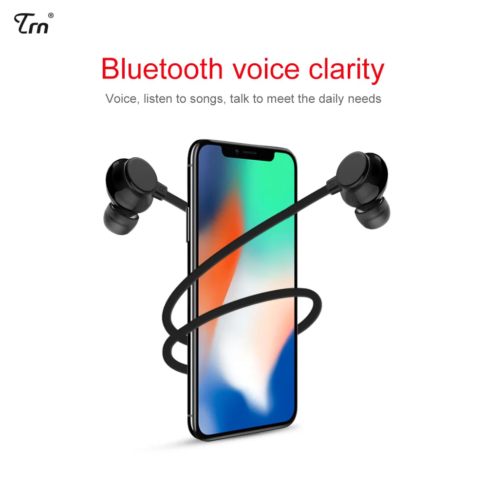 TRN AS10 Беспроводные Bluetooth 4 1 наушники CSR8645 чип IPX7 водонепроницаемый Спорт Бег HiFi