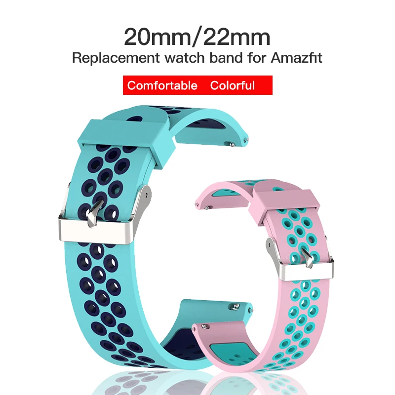 IONCT спортивный силиконовый браслет для Huami Amazfit ремешок Bip ремешок для xiaomi Amazfit Pace Stratos 2 GTS GTR 47 мм ремешок