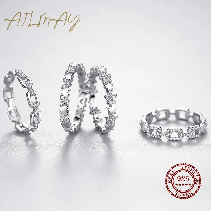 925 Sterling Silver Simple Cadena Hueca Stackable Charm Finger Ring For Women Girls Party Accessories Jewelry Silver Ring Silver Rings