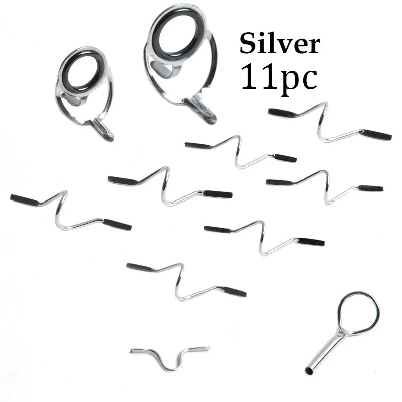 Silver Набор направляющих для удочек Maximumcatch для 9FT 4WT до 10WT, строительный стержень из титана или жесткого хрома, 11 шт., аксессуары для рыбалки нахлыстом - Цвет: Silver