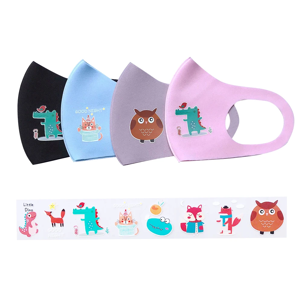 3 шт. детская маска для рта противопылевая с активированным углем мультяшная