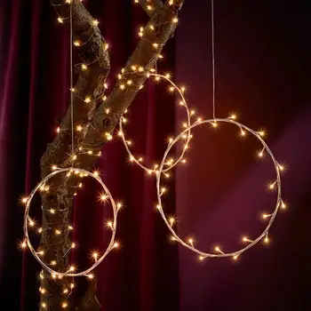 

Christmas Round Ring String Light Home Window Hanging Pendant Xmas Tree Decoration