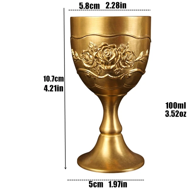 Brass Mini Wine Glass Relief Vodka Goblet 100ml 50ml Spirits Cup Gold Ancient Tumbler Portable Personalized Wedding Decoration 100ml
