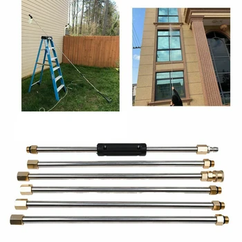 

6pcs 4000psi Stainless Steel Tube Pressure Washer Car Wash O-Ring Tool Power Quick Connect Extension Wand Set Rod Home Lance