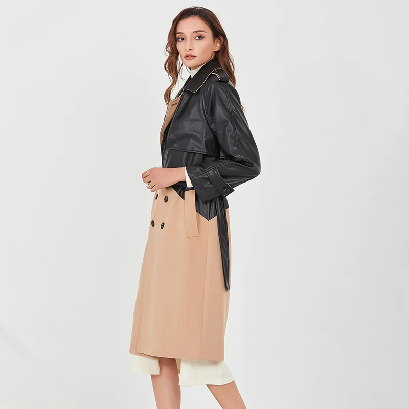 TWOTWINSTYLE Patchwork Windbreaker For Women Lapel
