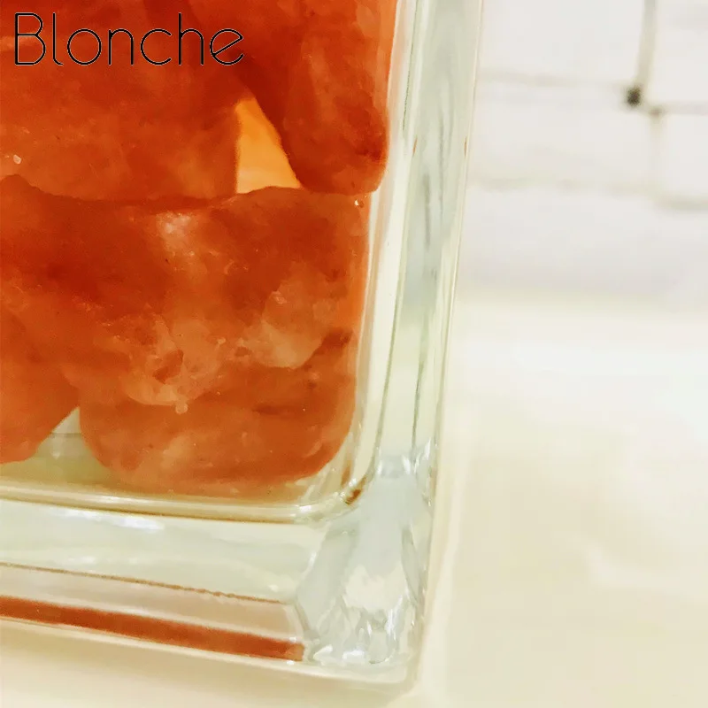 Blonche USB кристалл лава лампа Гималайская натуральная соль лампа для домашнего декора Настольный светильник для спальни прикроватный светодиодный квадратный стеклянный светильник