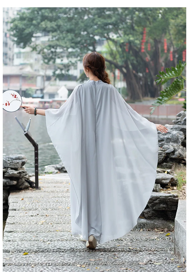 Spring And Autumn New Style Chinese-style Zen Service Improved Cheongsam Dress Literature And Art Tea Service Elegant Fairy