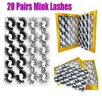 

20 Pairs Mixed Styles 3D Mink False Eyelashes Criss-cross Dramatic WIspies Fluffy Bushy Lashes Reusable Black Eye Makeup Lashes