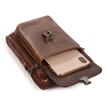 

Men Vintage Leather Shoulder Crossbody Bags Phone Pouch Waist Belt Bag Holster Case Wallet Purse X7XC