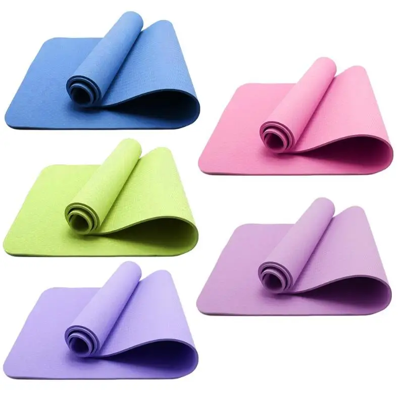 Нескользящие 6 мм ТПЭ коврики для йоги для фитнес, Пилатес бренд 5 тампон для нанесения краски с ремень для йоги