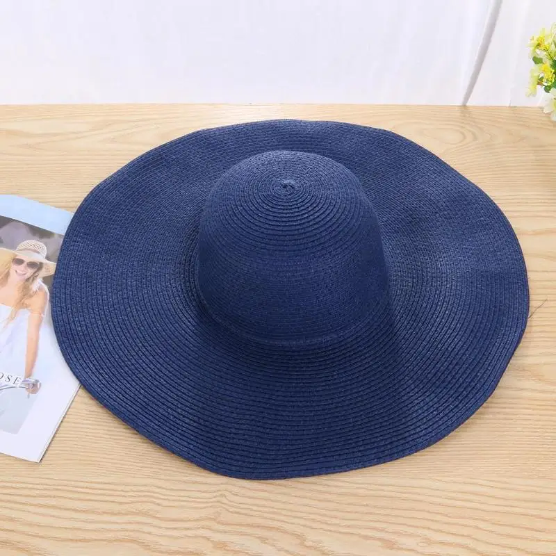Women Straw Knitted Hat Summer Sun Protection Wide Brim Bucket Cap Women Girl Beach Foldable Visor Panama Hat Dropshipping
