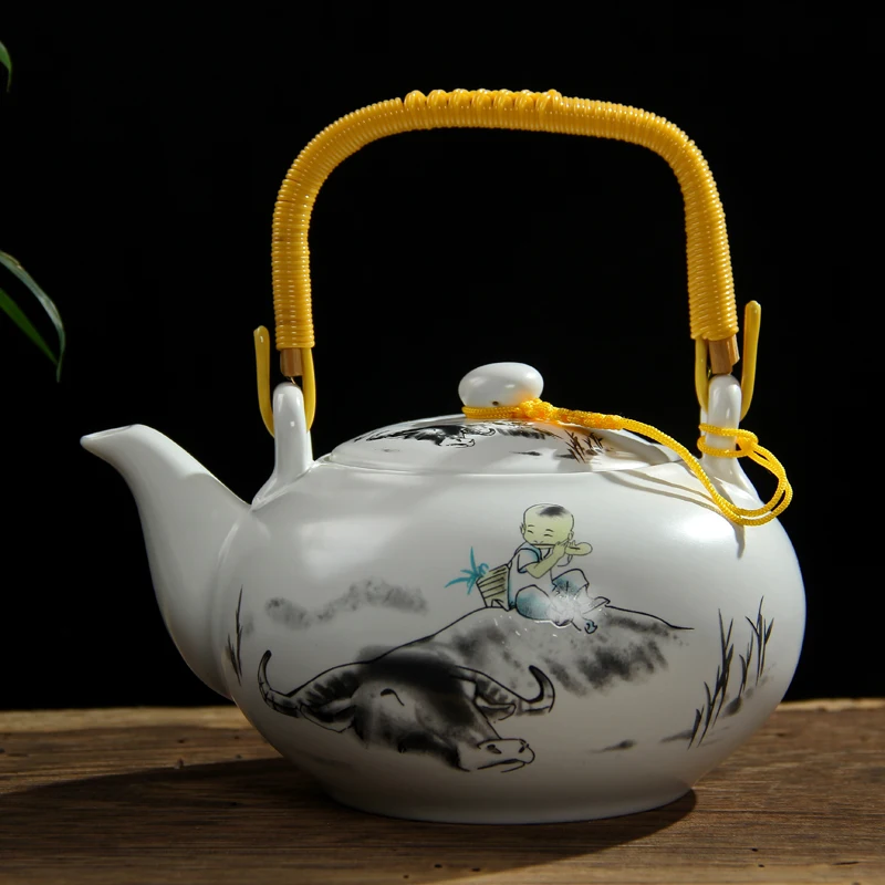CHANSHOVA Традиционный китайский Ретро Тканые ручки 750 мл цветной глазурь фарфоровый чайник Китайский Кунг Фу керамический чайник H220 - Цвет: 6