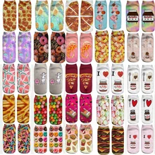 Много забавных милых модных носков с 3D принтом фри бургер пончик Японская еда суши узор Harajuku популярные женские носки