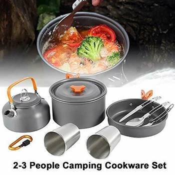 

Kit Cookware Aluminum Pot Frying Pan Cooking For 2-3 People Scoop Cups