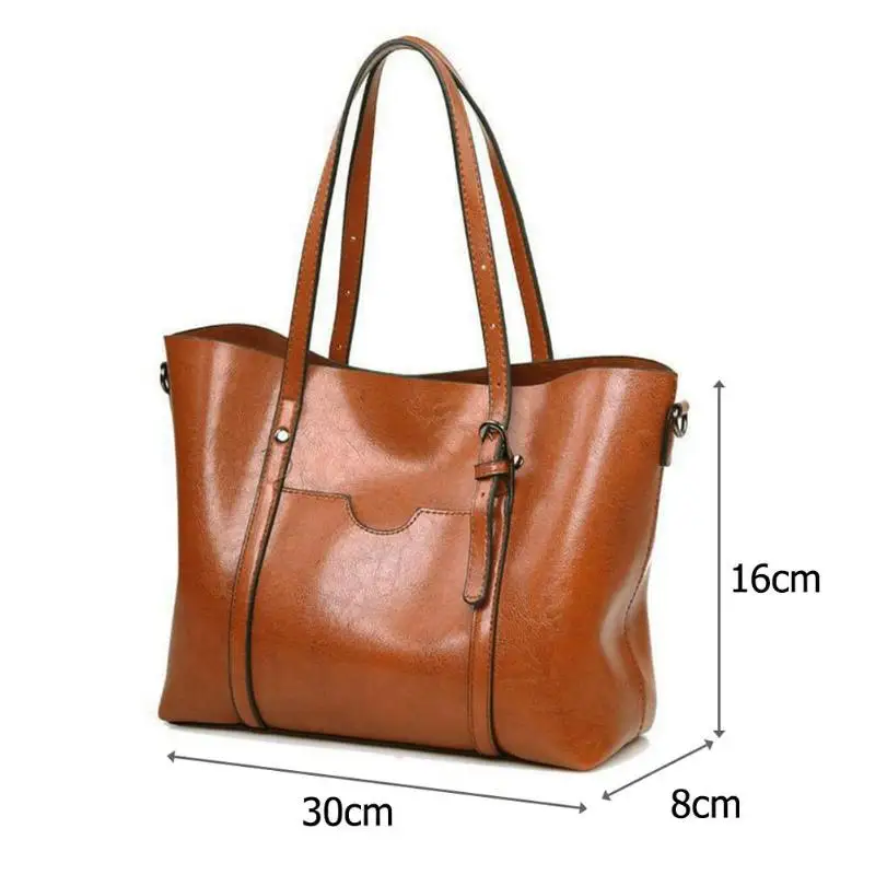 Women PU Leather Shoulder Crossbody Bag Large Capacity Shopping Messenger Handbag Ladies Classic Retro Tote Handbag