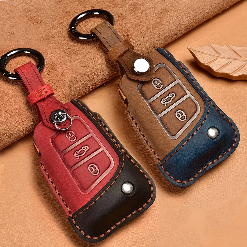 

Genuine Leather Car Key Case Cover Key Holder For Volkswagen VW Golf 7 mk7 Seat Ibiza Leon FR 2 Altea Aztec For Skoda Octavia
