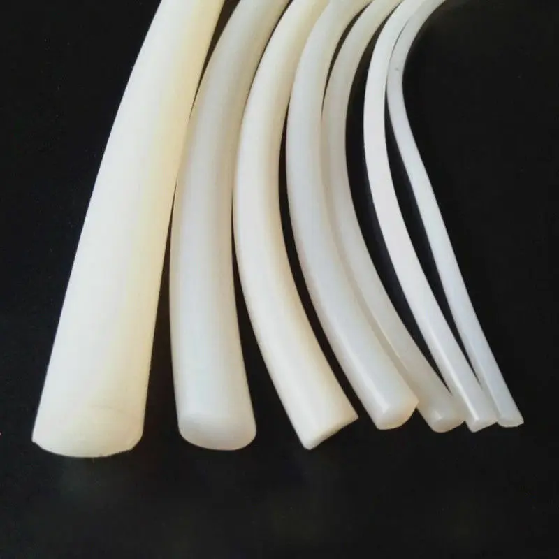 Solid Silicone Cord Dia 1.5mm 2mm 3mm 6mm 8mm 10mm 16mm White Rubber Gasket Trim Seal Strips O Ring High Temperature Waterproof