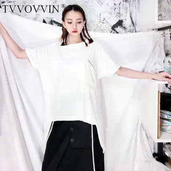 

Europe Irregular Drawstring T Shirt Fashion Women Pocket Small Fresh 2020 Spring Minority Elegant Style Loose Tee F11C