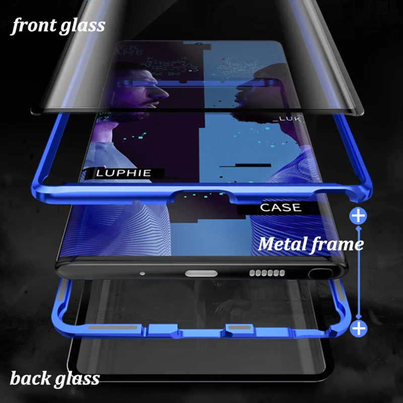 Magnetic Metal Double Glass Case For Huawei P30 Lite Cases Huawei P40 Pro P20 Mate 20 30 Nova 5T 3i 7 SE Y9 Prime 2019 Covers
