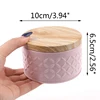 Simple Solid Colour Round Empty Iron Box with Wood Grain Lid Candy Storage Box Jewelry Organizer Home Decor 4