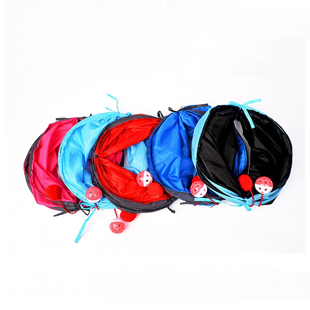 Забавная игрушка для кошек, кошек, собак, щенков, туннель, 2 отверстия, игровая трубка, кролик, котенок, игровой мяч, складывающаяся игра, туннельная трубка, игрушки для домашних животных