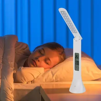 

AdjustableLED Desk Lamp Foldable Dimmable Touch Table Lamp with Calendar Temperature Alarm Clock table Light night lights