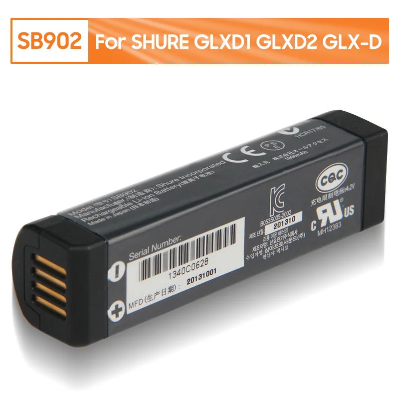 

100% New Original Replacement Battery SB902 For SHURE GLXD GLXD1 GLXD2 Digital Wireless Systems Genuine Battery 1900mAh