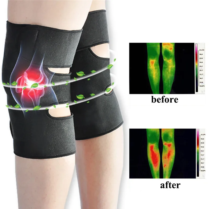 1 пара Турмалин Самонагревающиеся наколенники Регулируемая Магнитная терапия