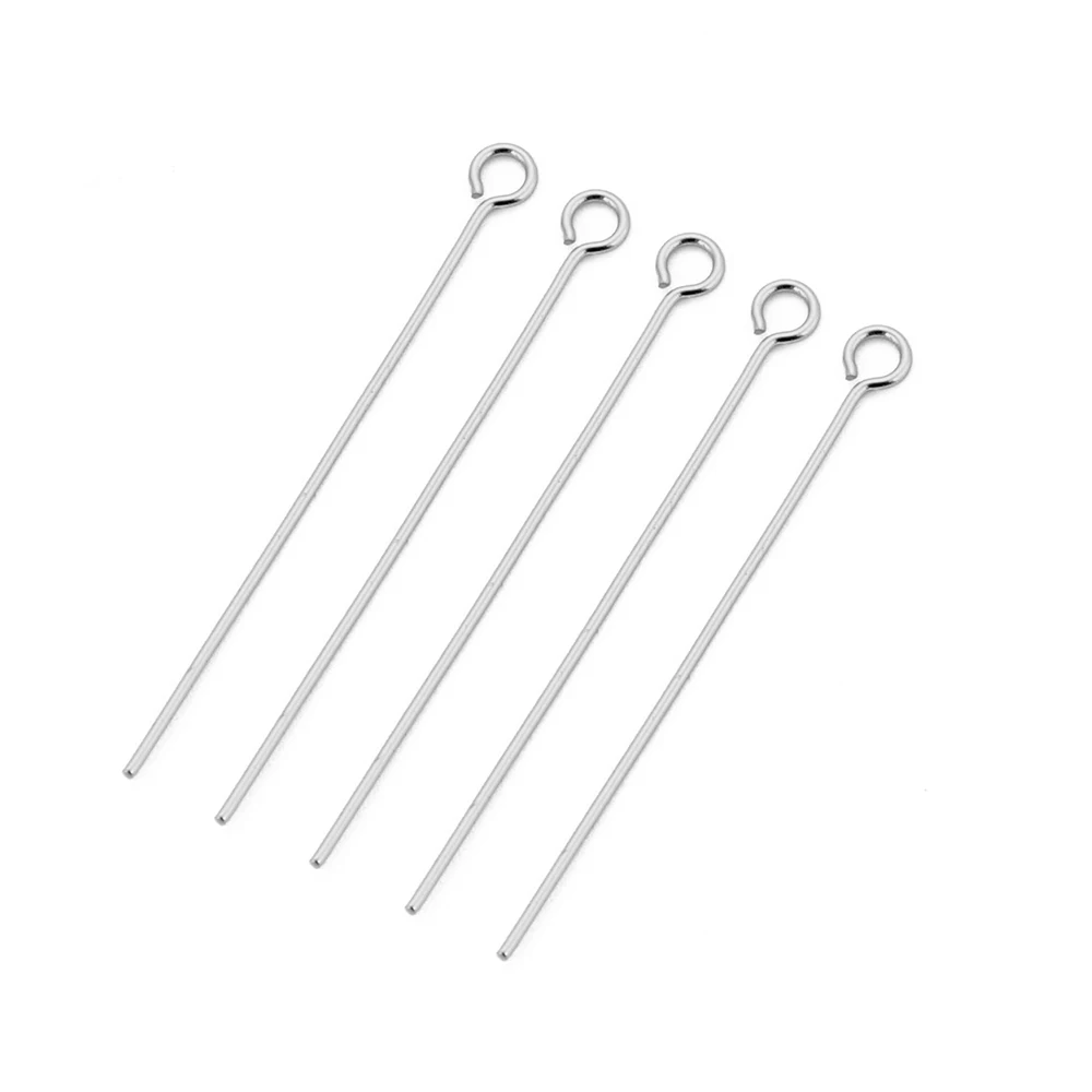 100pcs 스테인레스 스틸 9 아이 핀 골드 실버 톤 0.6mm 두꺼운 루프 Eyepin 결과 DIY 수제 귀걸이 쥬얼리 만들기위한