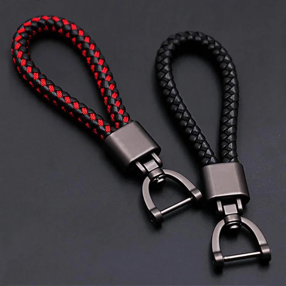 Bag Pendant Buckle Key-Rings-Holder Car-Keychain Rotating-Horseshoe Hand-Woven-Leather