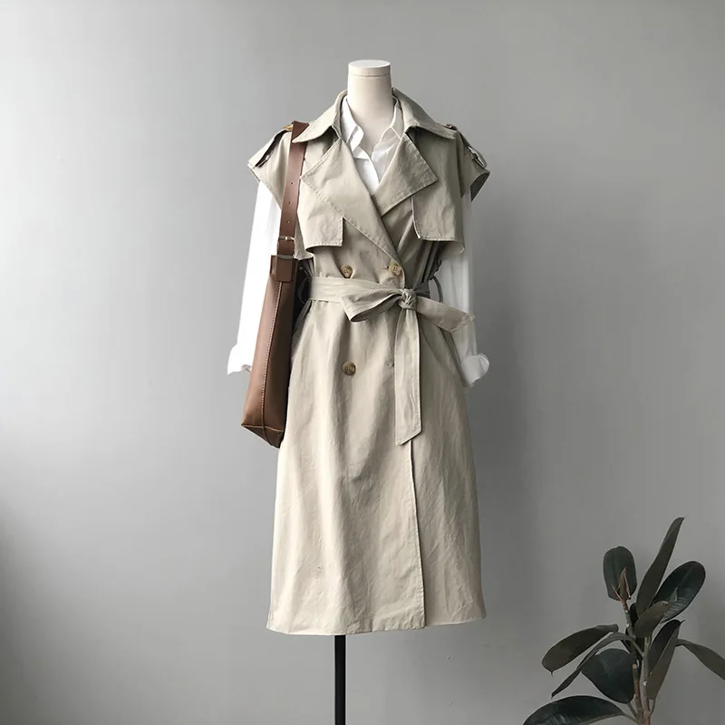 Loose Lace-up Sleeveless Waistcoat New Arrival High Quality Women Comfortable A-line Trench Coat mujer chaqueta