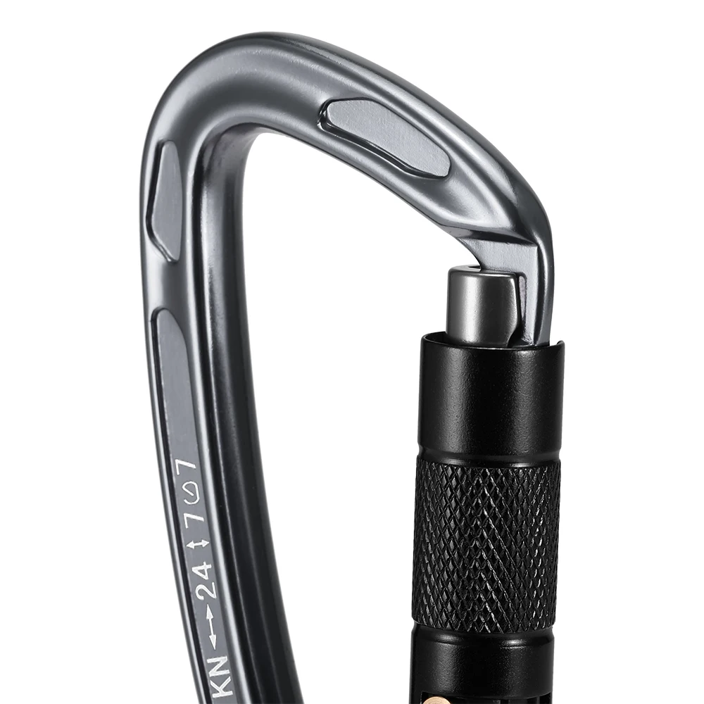 24KN Twist Locking Gate Carabiner Outdoor Auto Lock D-ring Buckle Climbing Rappelling Canyoning Hammock Locking Clip