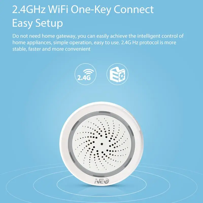 Смарт-Беспроводной Wi-Fi сирена Сенсор c usb-разъемом и сигнализацией работы для Alexa Echo Google белый(LCJ00478
