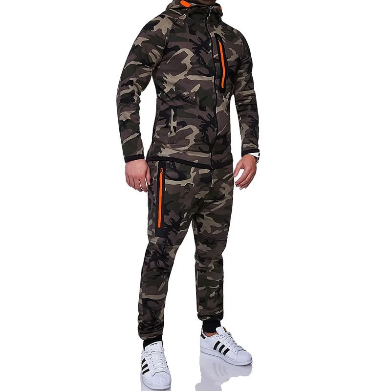 Flash Sale ZOGAA Men Track Suit 2018 Camouflage Jacket Camo Print Tracksuit Matching Sets Sportswear Hoodie Coat Pants Sweatsuit Military