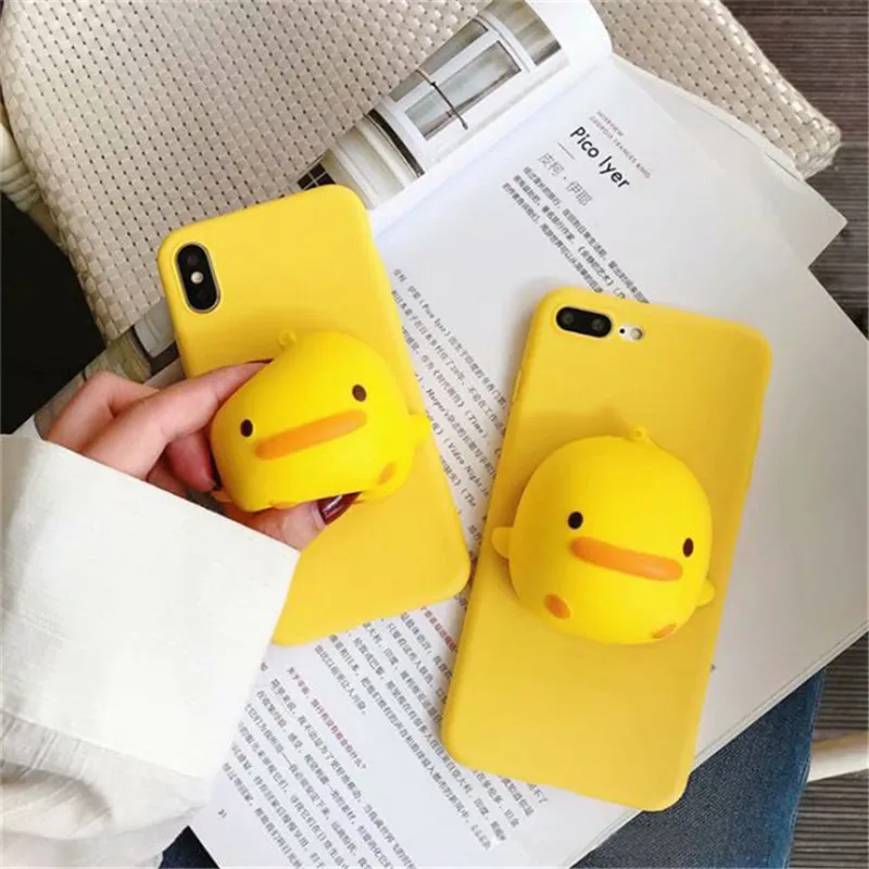 Exhard 3D Squeezable Yellow Duck Doll Phone Case For Huawei P20 P10 P30 Lite Mate 20 Honor 10 Nova 4 5 Silicone Cover | Мобильные