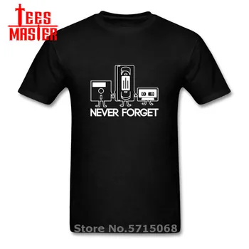 

Fashion New T-shirts Men Short Sleeve Never Forget Floppy Disc VHS Cassette Tech Geek Print T Shirts Male Undershirts Tshirts