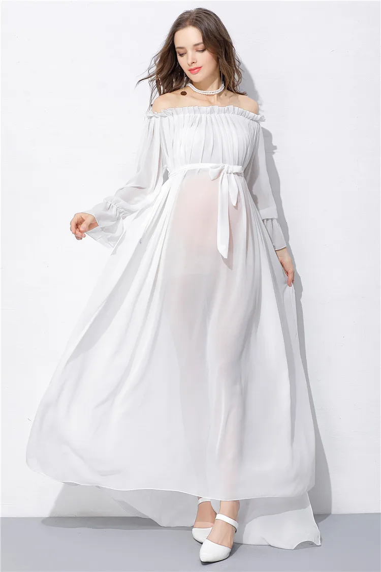 Shoulderless Maternity Shoot Dress Chiffon Maxi Maternity Gown Photo Props Long Pregnancy Dresses Photography For Pregnant Women (5)