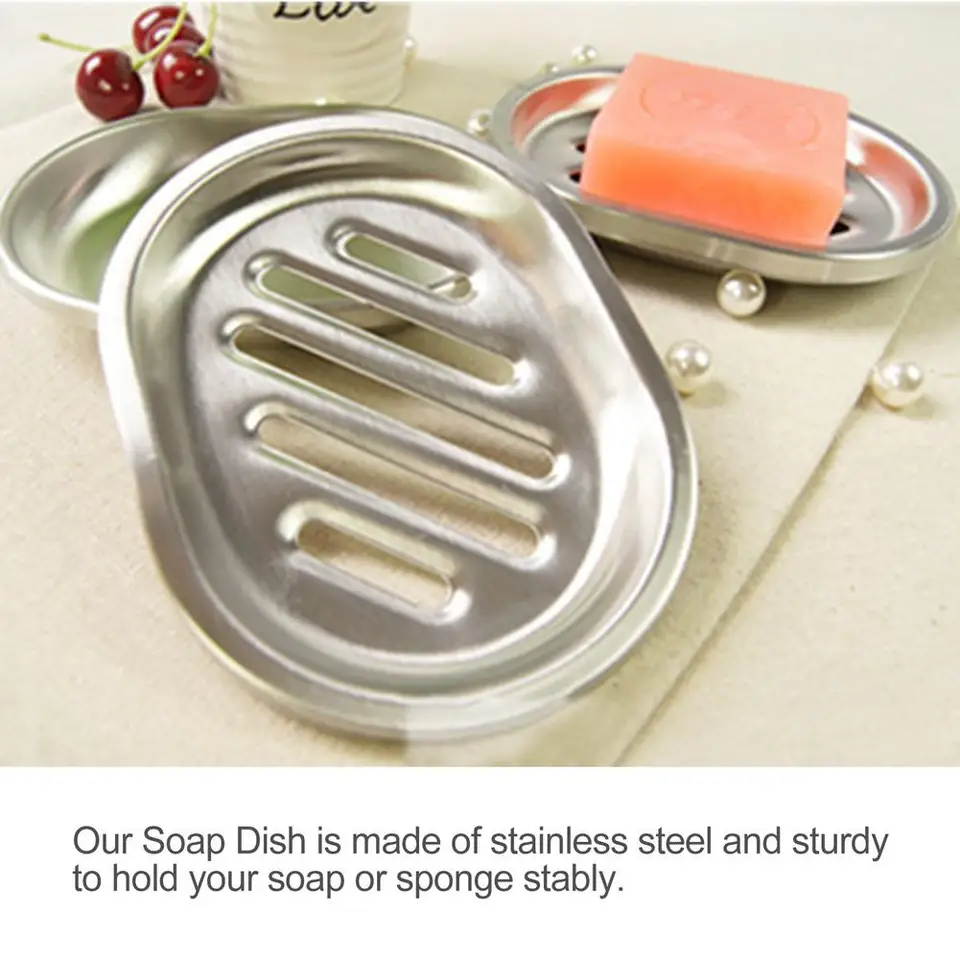 Jabonera Autodrenante De Acero Inoxidable 304 - Pack De 2, Tamaño 4.7x3.5x1 Pulgadas, Para Baño, Ducha O Cocina